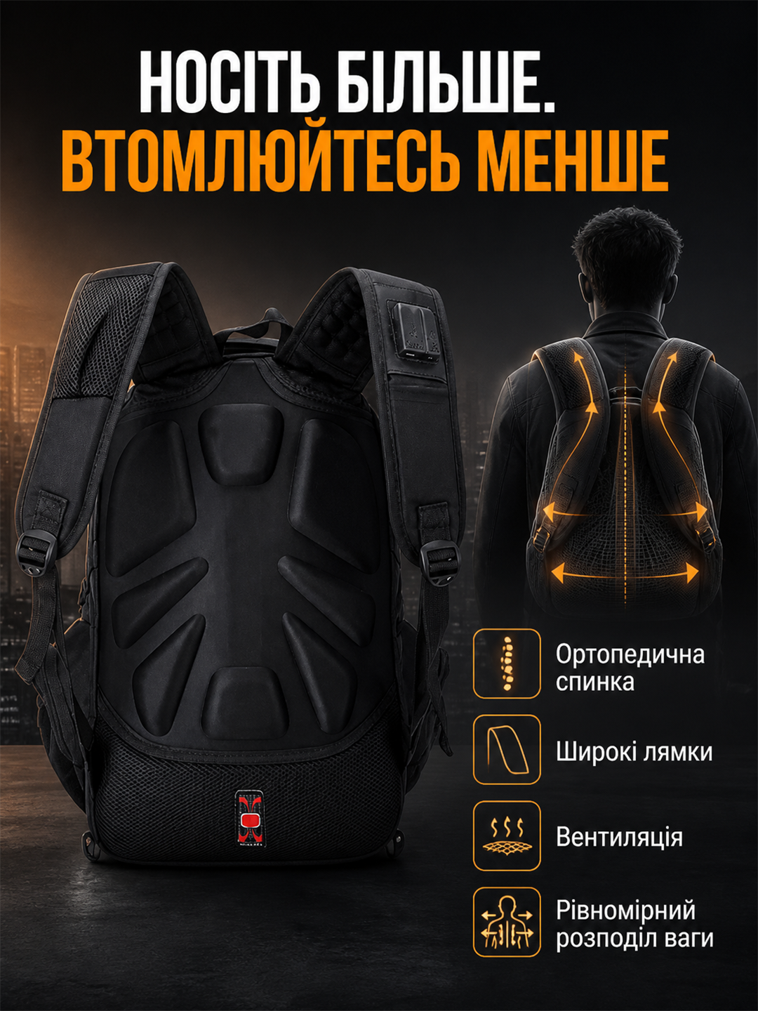 Ортопедична спинка та широкі лямки